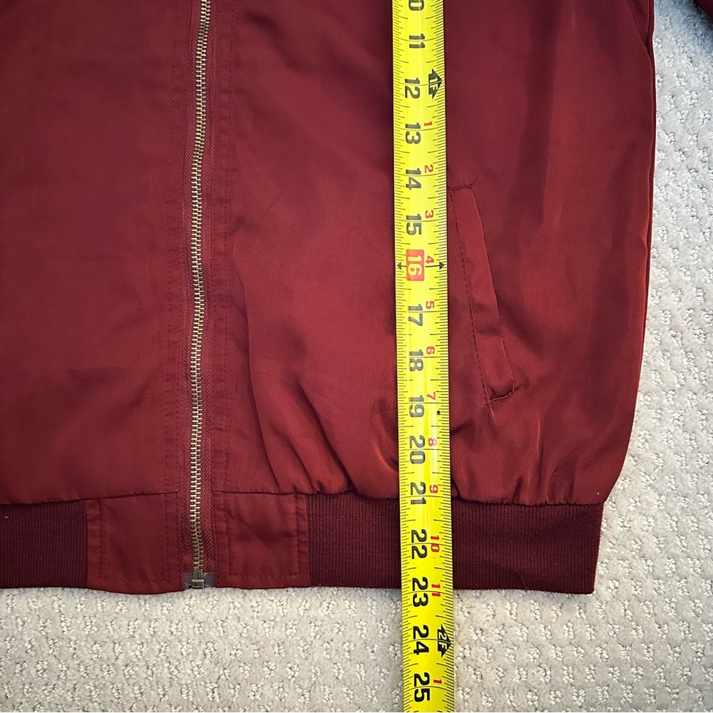 Blue Rain Maroon Satin Full Zip Bomber Jacket Y2K Streetwear | Large - Picture 7 of 9